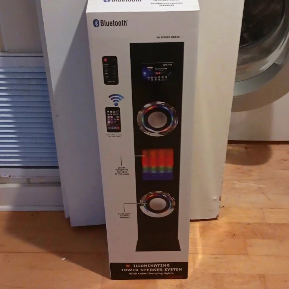 Craig, Illuminating Tower Speaker System, black with color changing lights. NEW - Picture 1 of 4